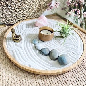 Zen Tuinset Bamboe Hout Groot | Meditatiekristallen Airplant Home Decor