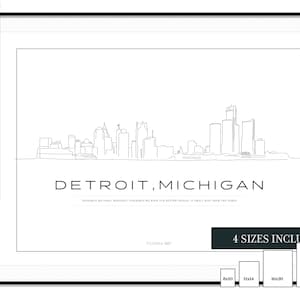 DETROIT SKYLINE line art digital download - We Hope For Better Things; It Shall Rise From the Ashes - 4 sizes available 8x10 up to 18x24