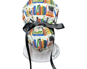 Rifle Paper Co. Halloween Ponytail Scrub Hat: Spooky Book Print