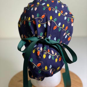 Rifle Paper Co. Christmas Holiday Lights women's scrub cap, satin lining option