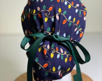 Rifle Paper Co. Christmas Holiday Lights women's scrub cap, satin lining option
