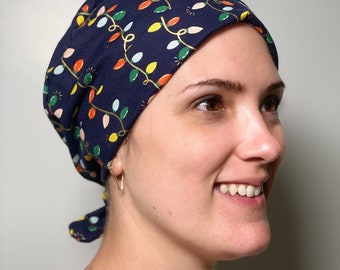 Rifle Paper Co. Holiday Lights Scrub Cap: Cotton Tie-Back Hat