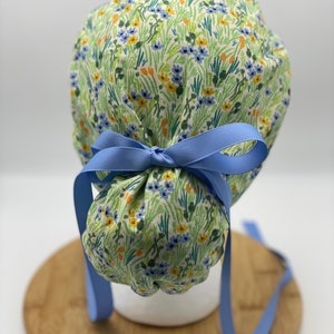 Floral Ponytail Scrub Cap: Rifle Paper Co Bramble Fabric