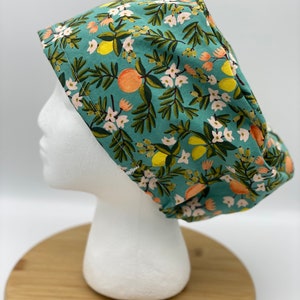 Rifle Paper Co. Citrus Floral Scrub Hat: Handmade Euro Style