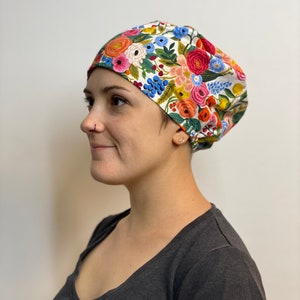 Garden Party Fabric Scrub Cap: Rifle Paper Co. Floral Euro Style