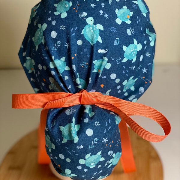 Sombrero de matorral de tortuga marina, gorro de matorral de tortuga azul marino y verde, gorro de matorral de tortuga, diseños de cabeza de bonete