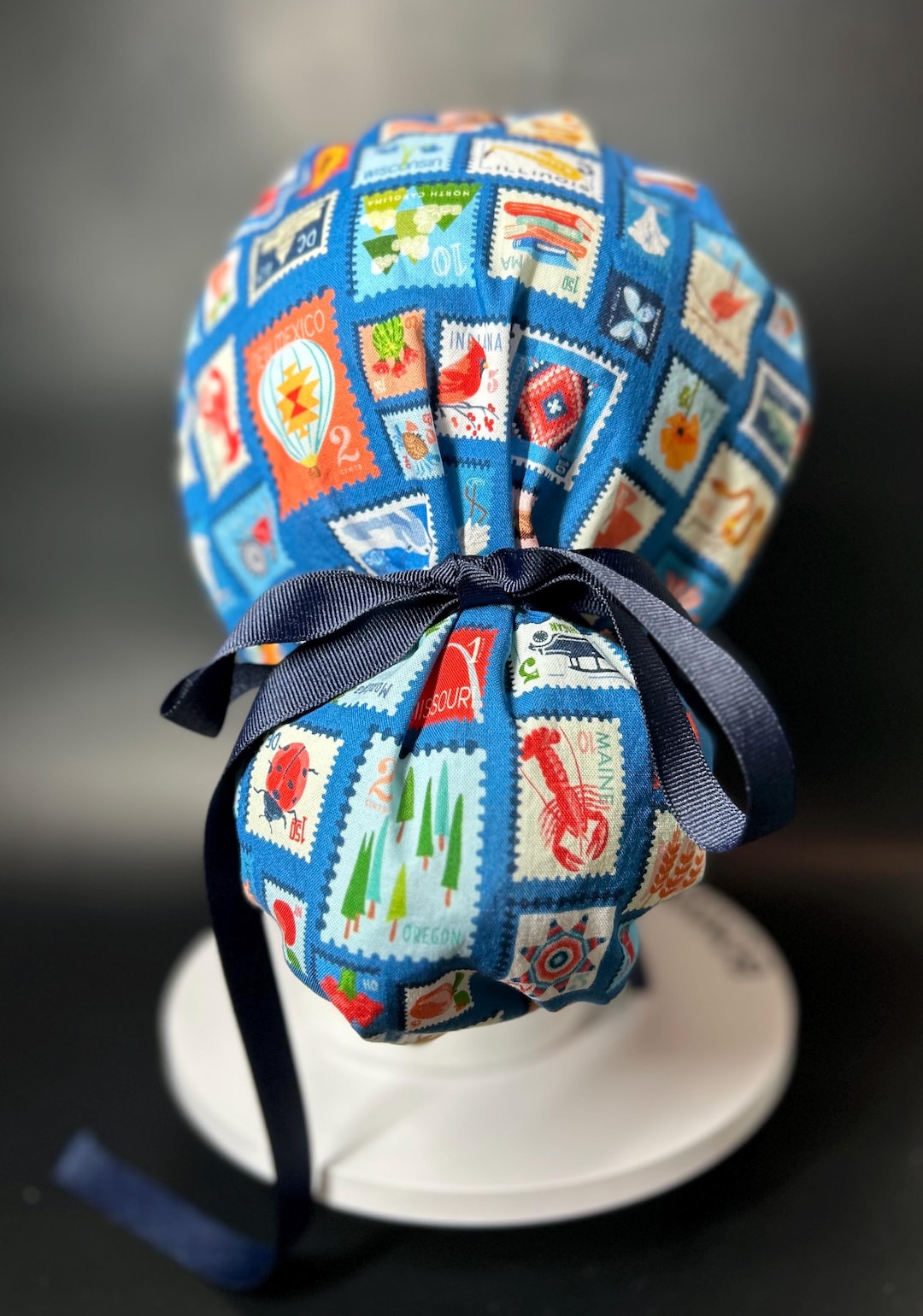 Medical Headwear for Doctors| State Stamps Print Women’s Scrub Cap With ...