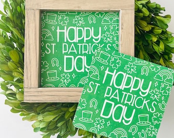 Doodle Happy St. Patricks Day Tile, Interchangeable decor sign, tiered tray decor, interchangeable sign, march decor, st patricks decor