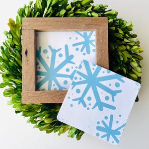 Snowflakes Tile, Interchangeable decor sign, tiered tray, Seasonal home decor, Winter signs, Holiday decor, snowflakes, winter decor