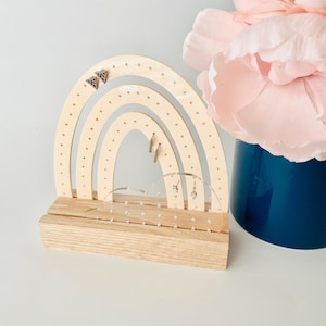 Pastel Acrylic Rainbow & Cloud Earring Holder with Stand, Earring Stand, Acrylic Stand, little girl gift