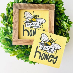 Hey Honey Tile, Interchangeable decor sign, tiered tray, Seasonal home decor, Bee decor, Bee sign, Honey decor, bumble bee, honey bee