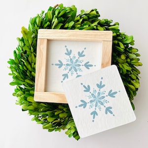 Snowflake Tile, Interchangeable decor sign, tiered tray, Seasonal home decor, Winter signs, Holiday decor, snowflakes, winter decor