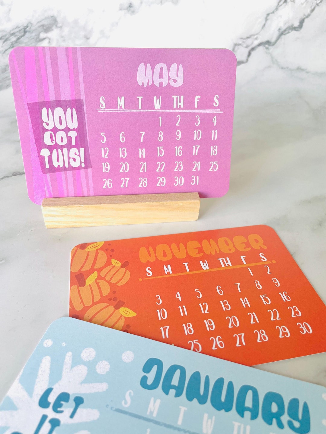 2024 Desk Calendar With Stand, Small Calendar, Illustrated