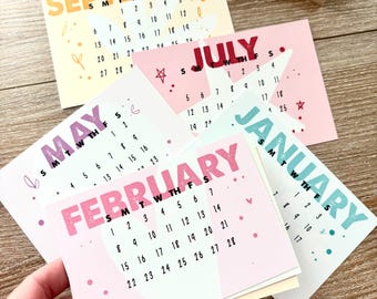 2026 Desk Calendar with Stand, small calendar, illustrated, inspirational quotes, bright and colorful