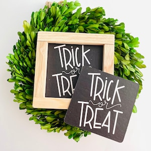 Trick-Or-Treat Tile, Interchangeable decor sign, tiered tray signs, tiered tray decor, interchangeable signs, Holiday decor sign, Halloween