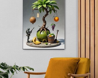 Druck, Surrealer Baum, Botanische Fantasy Wandkunst, Digital Download