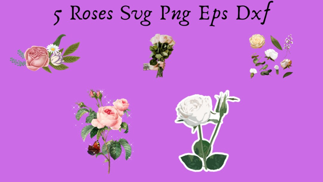 5 Roses Svg Png Eps Dxf Digital Download - Etsy