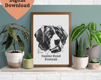 Wall Art Dog Portrait Printable Digital Download, Multiple Print Sizes