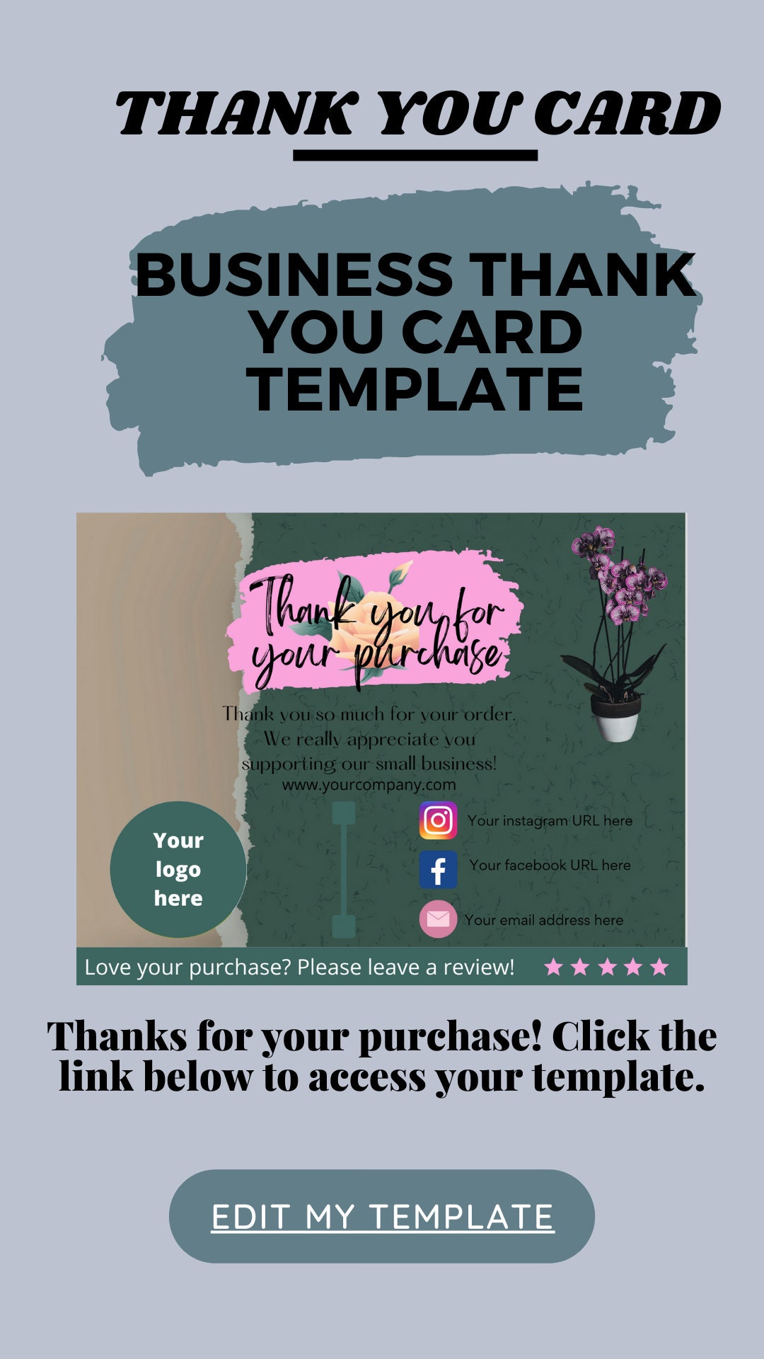 Editable Business Thank You Card Template: Printable DIY Canva Design ...