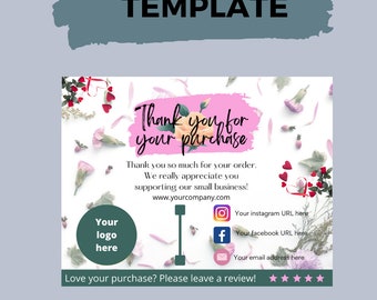 Editable Business Thank You Card Template: Canva DIY (Digital Download)