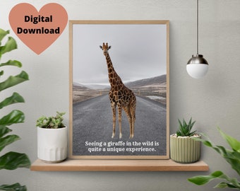 Giraffe Art Print, Printable Wall Art for Home Decor, Digital Download