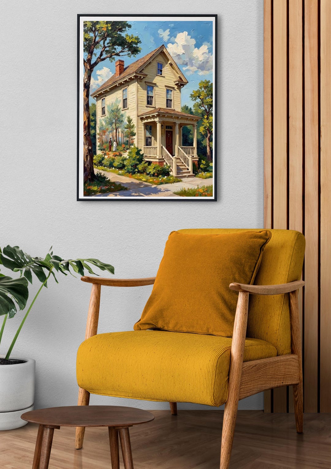 Vintage House Painting Printable Wall Art – Cozy Cottage Landscape ...