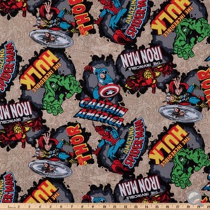 Avengers Toss Beige Fabric - 100% Cotton
