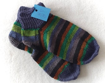 Socken, Gr. 38/39, Handgestrickt, Sneakersocken, kurzer Schaft