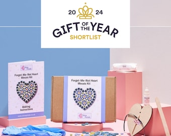 Forget-Me-Not Heart Mosaic Kit | DIY Craft for Beginners | Unique Gift (British Made)