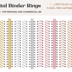 Realistic Binder Rings for Digital Planners Pngs Gold, Silver, Rose Gold,  Copper Rings for Goodnotes, Notability, Keynote, Etc. 