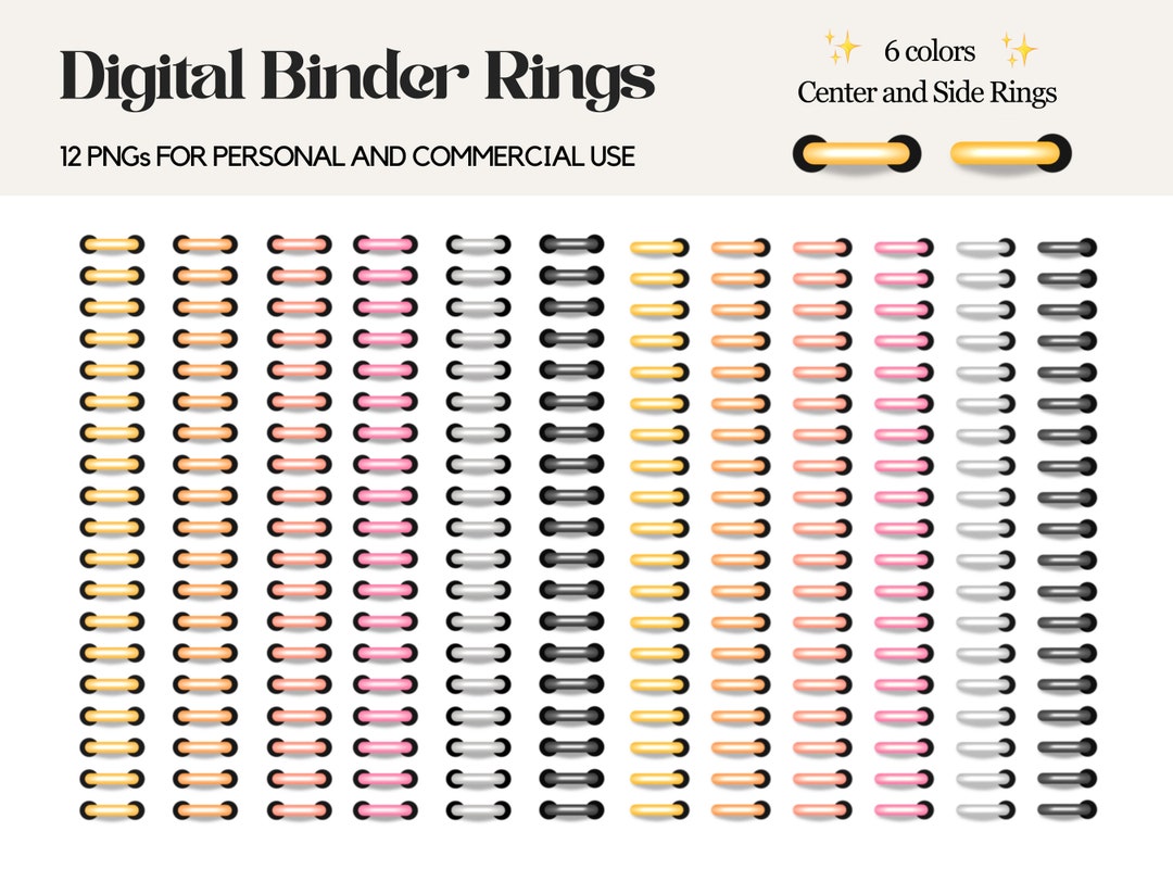 Digital Binder Rings 6 Colors for Digital Planners in Goodnotes
