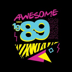 Impressionnant depuis 1989 SVG, anniversaire des années 80, téléchargement immédiat du 32e anniversaire aux formats svg, png, dxf, eps.