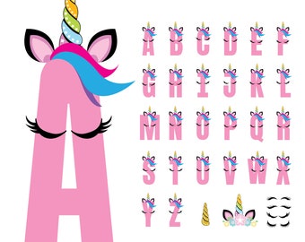Download Clip Art Art Collectibles 36 Files Unicorn Font White Unicorn Alphabet Unicorn Lettering Cute Nursery Alphabet Unicorn Svg
