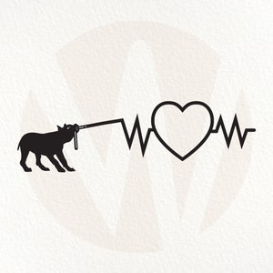 Hond trekt aan Heartstrings, Dog Heartbeat svg, eps, png, dxf, jpg, pdf. Directe digitale download.