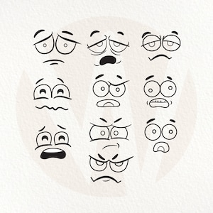 Facial Expressions SVG. Sad Angry Faces SVG. Instant Digital Download.