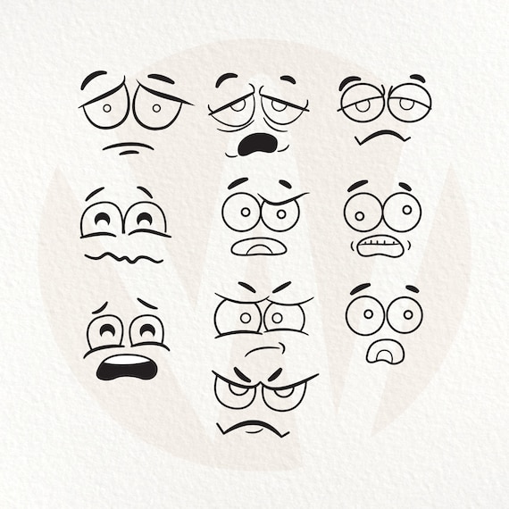 Facial Expressions SVG. Sad Angry Faces SVG. Instant Digital | Etsy