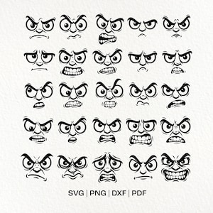 Grumpy Face SVG, Angry Cartoon Clipart, Expressive Cut File (Instant Download)