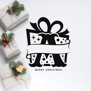 Christmas Monogram Letter A. Split Monogram Gift Box SVG. Instant Digital Downloadable Clipart.