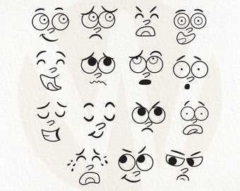 Facial Expressions SVG. Simple Cartoon Faces SVG. Instant - Etsy Australia Facial Expressions SVG. Simple Cartoon Faces SVG. Instant - Etsy Australia