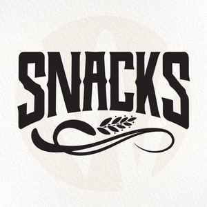 Etiqueta decorativa para snacks. Descarga instantánea en formatos SVG, PNG, EPS y DXF.
