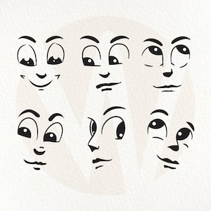 Facial Expressions SVG. Cartoon Faces SVG, Instant Digital Download.