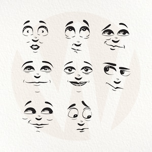 Expressões Faciais SVG. 8 Rostos Expressivos SVG. Download Digital Instantâneo.
