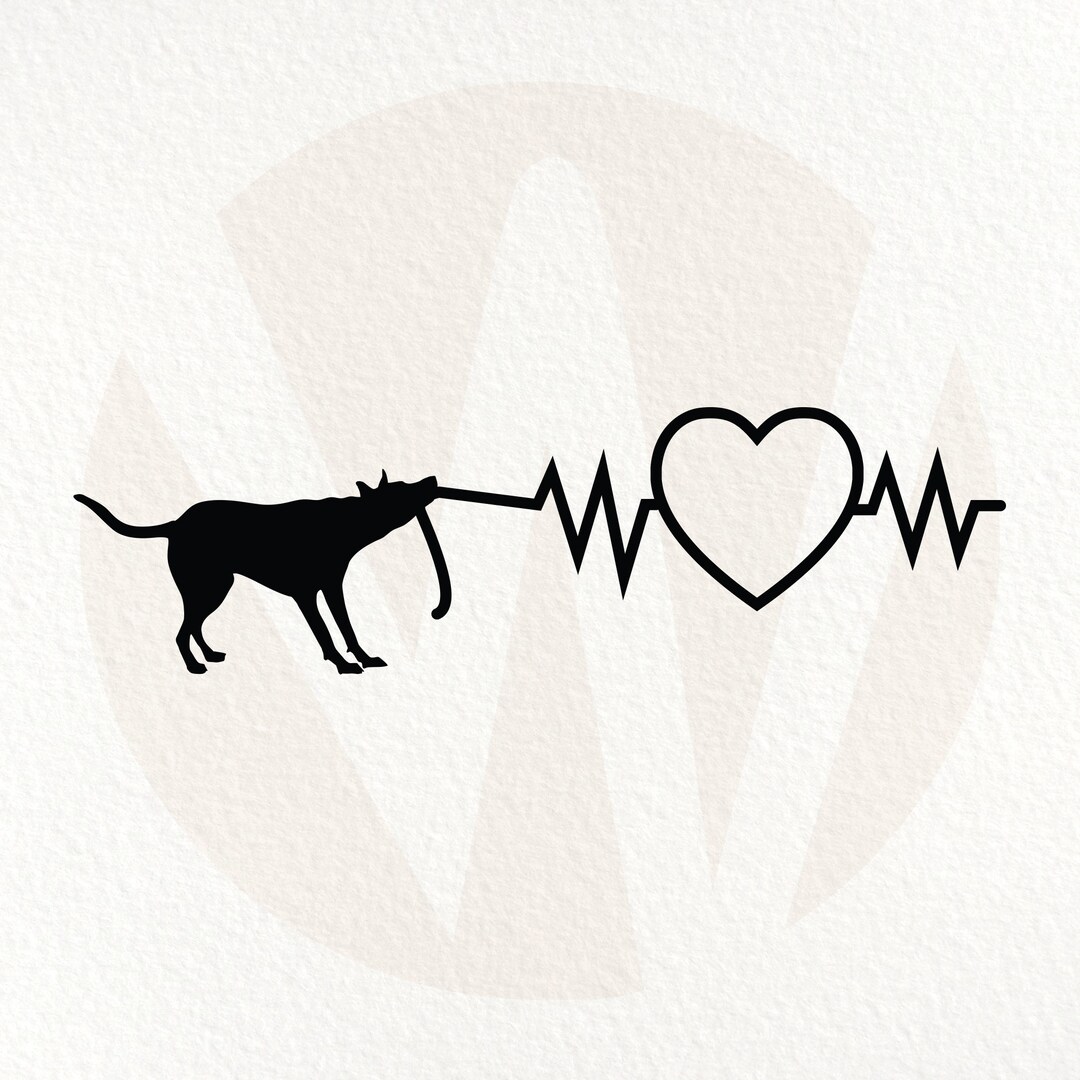 Dog Pulling on Heartstrings, Dog Heartbeat Svg, Eps, Png, Dxf, Jpg, Pdf