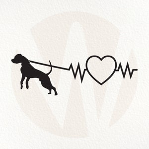 Hond trekt aan Heartstrings, Dog Heartbeat svg, eps, png, dxf, jpg, pdf. Directe digitale download.