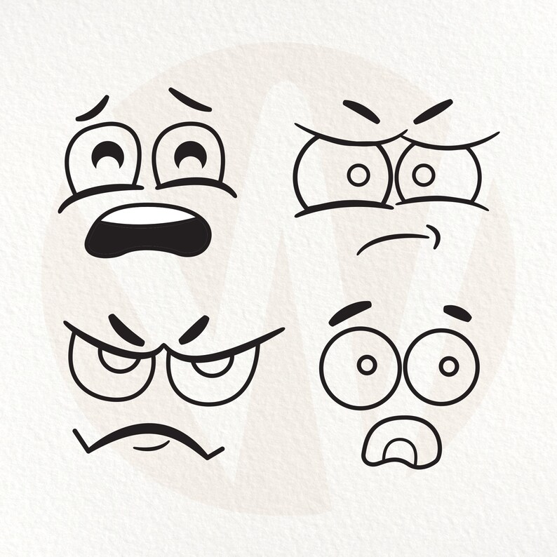 Facial Expressions SVG. Sad Angry Faces SVG. Instant Digital - Etsy