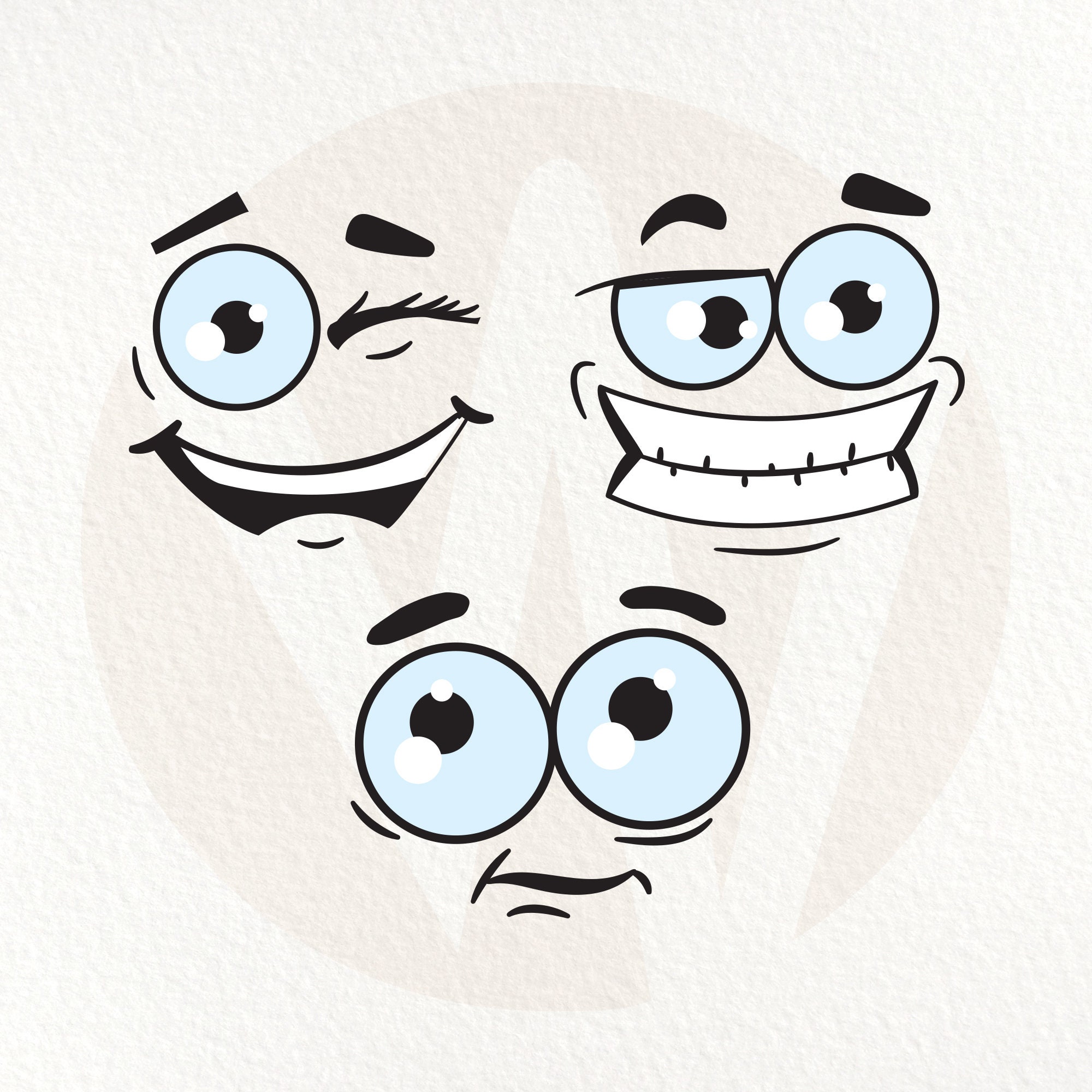 Funny scared face expression cartoon illustration Poster for Sale