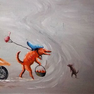 Whimsical artwork original, Whimsical animal art on canvas, Surrealism painting, Whimsical landscape painting, Surreal oil painting, Fantasy landscape wall art, Funny artwork