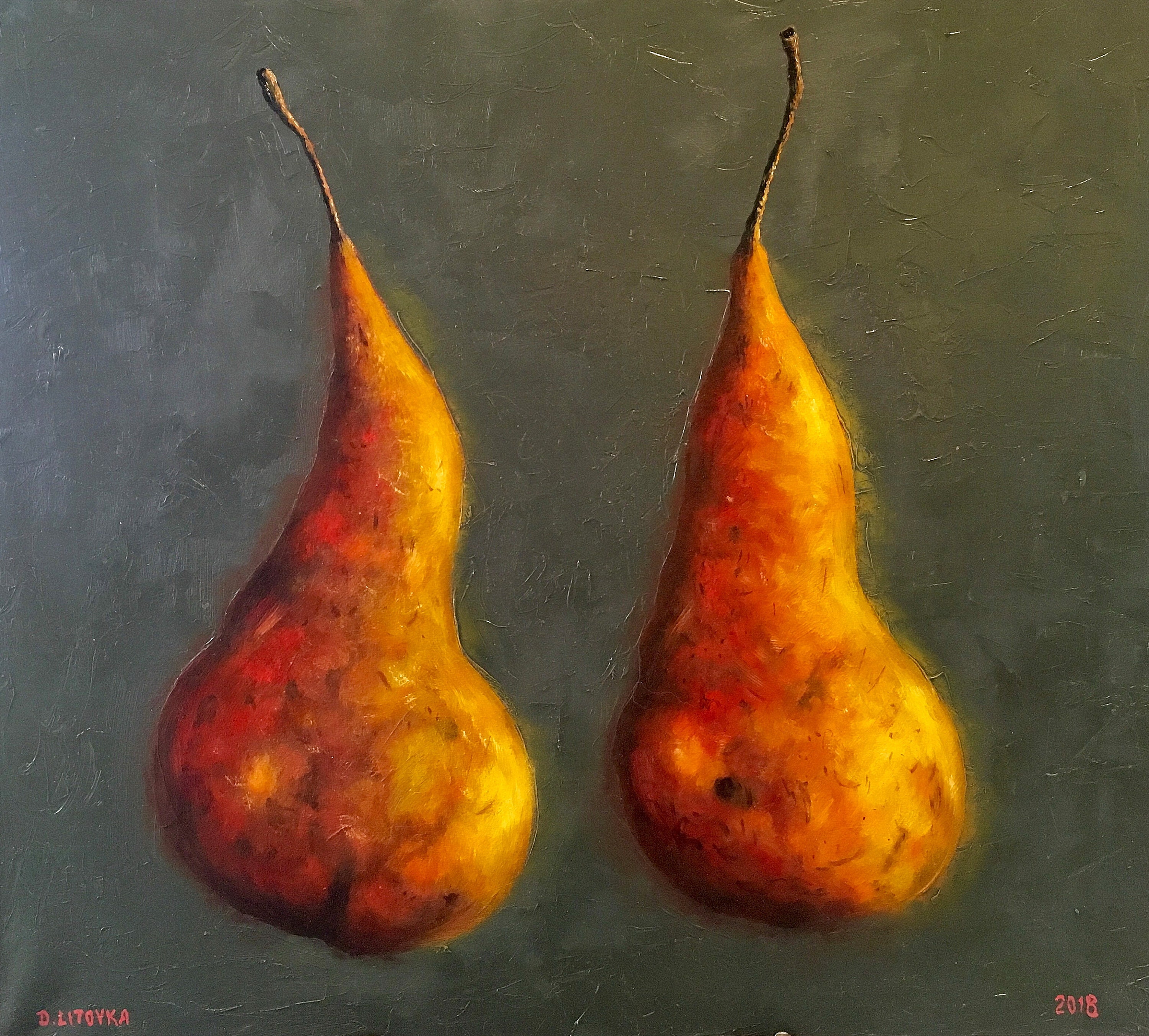 Yellow pears art print Pears painting Pear painting print Kitchen painting Fruits painting Fruit painting print Pears canvas print