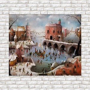 Large whimsical cityscape painting original, Surreal landscape city artwork, Fantasy canvas art original, Castle painting Panoramic wall art