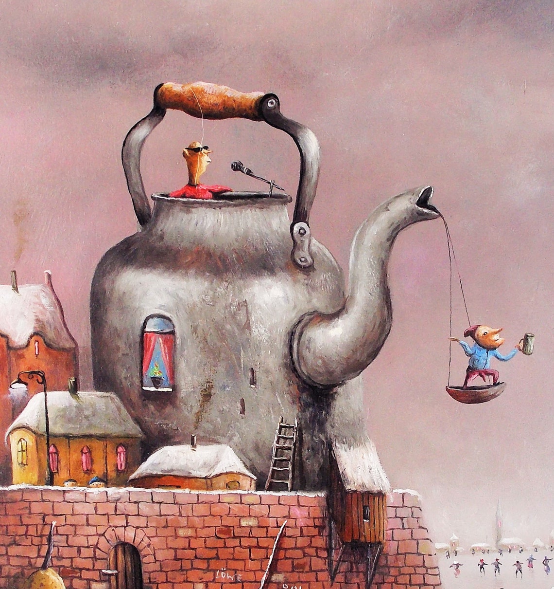 Tea Kettle Painting Print Surreal Art Print Surrealism Print Etsy